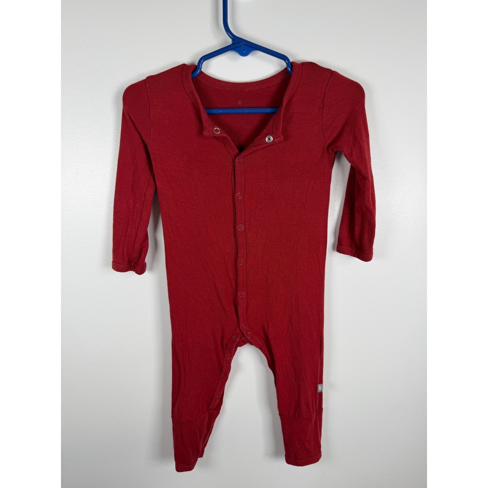 Kyte Baby Deep Red Bamboo Long Sleeve Snap Romper 18-24 Months